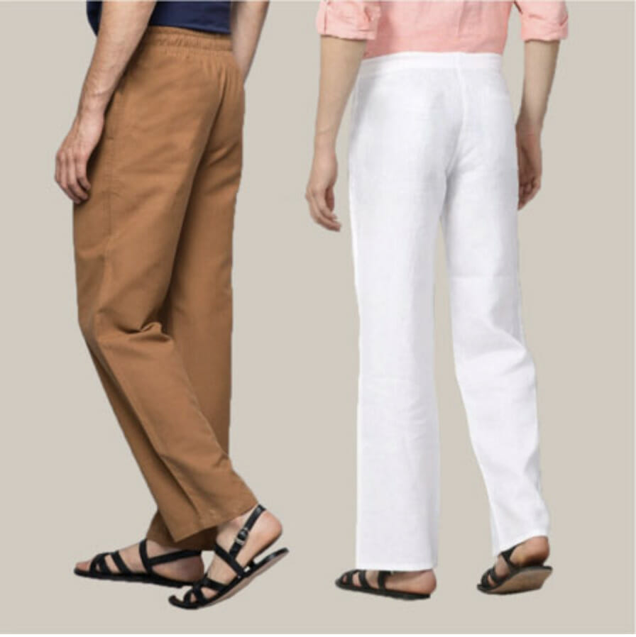 Cotton Yoga Pants - White and Brown